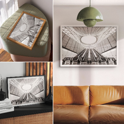Plakat przedstawiający futurystyczną architekturę