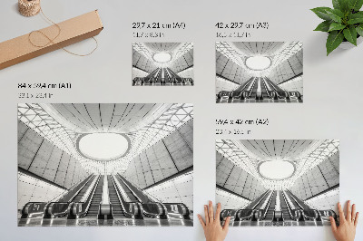 Plakat przedstawiający futurystyczną architekturę