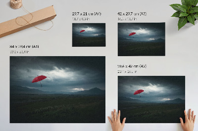 Plakat na ścianę z motywem latającego parasola