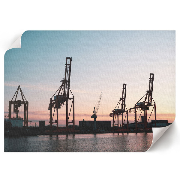 Plakat ścienny przedstawiający port w stylu industrialnym