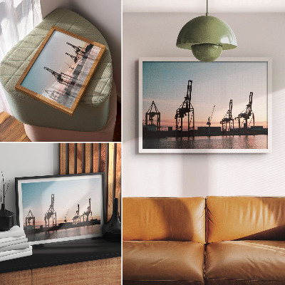 Plakat ścienny przedstawiający port w stylu industrialnym