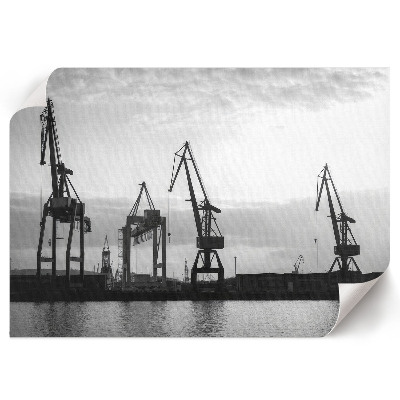 Plakat dekoracyjny z motywem portowych żurawi