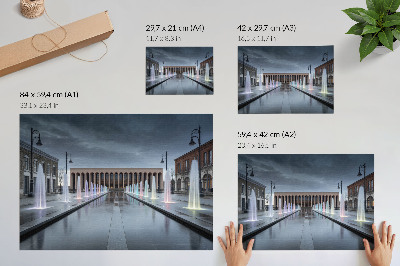 Plakat dekoracyjny z motywem kolorowych fontann