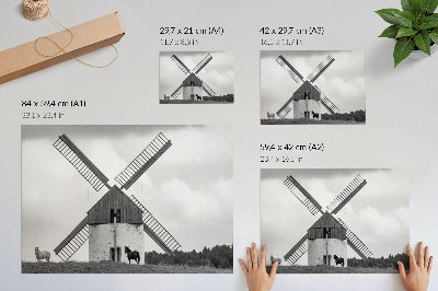 Plakat Wiatrak z końmi