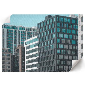 Plakat przedstawiający miejską architekturę