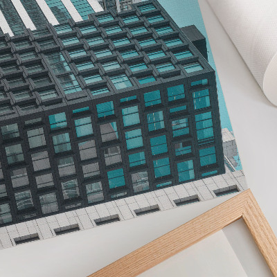 Plakat przedstawiający miejską architekturę