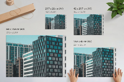 Plakat przedstawiający miejską architekturę