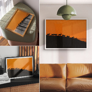 Plakat na płótnie Jelenie na wzgórzu