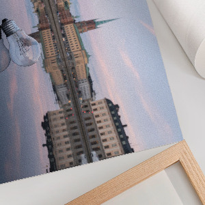 Plakat ścienny Żarówka i miasto