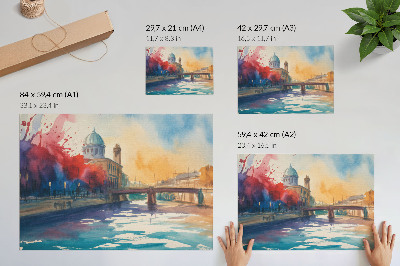 Plakat ścienny z motywem miejskiego pejzażu
