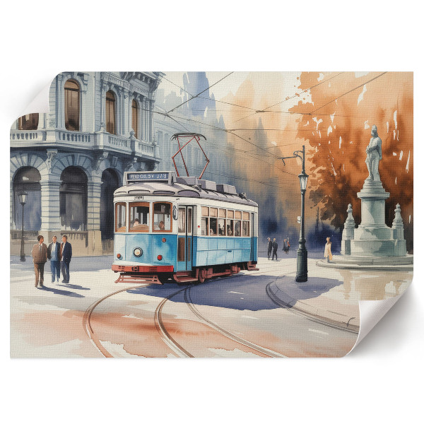 Plakat dekoracyjny z motywem miejskiego tramwaju