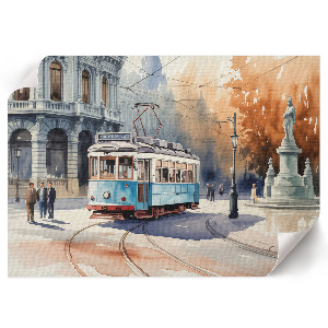 Plakat dekoracyjny z motywem miejskiego tramwaju