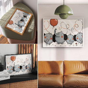 Plakat ścienny Słonie ilustracja