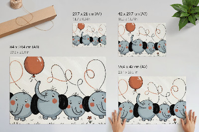 Plakat ścienny z ilustracją słoni