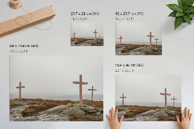 Plakat przedstawiający mglisty krajobraz
