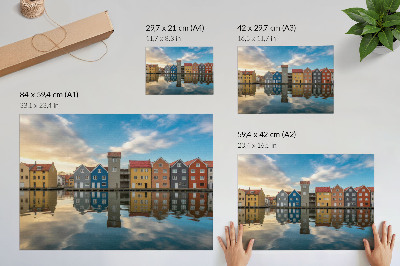Plakat dekoracyjny z motywem kolorowych domów