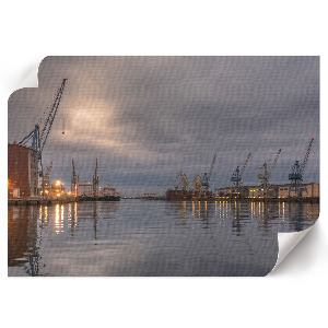 Plakat ścienny z motywem industrialnego pejzażu