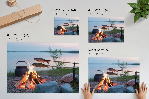 Plakat ścienny Ognisko nad jeziorem