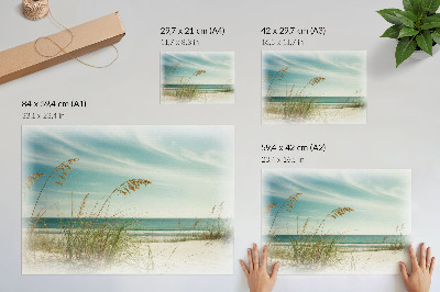 Plakat przedstawiający spokojną plażę