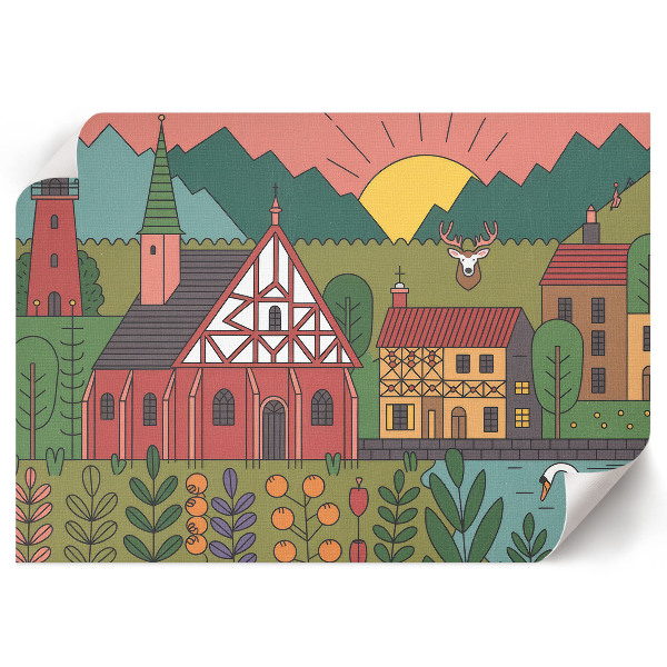 Plakat dekoracyjny Wiejski krajobraz