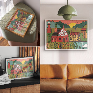 Plakat dekoracyjny Wiejski krajobraz