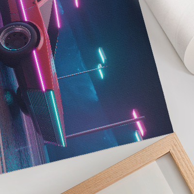 Plakat ścienny z motywem neonowego samochodu