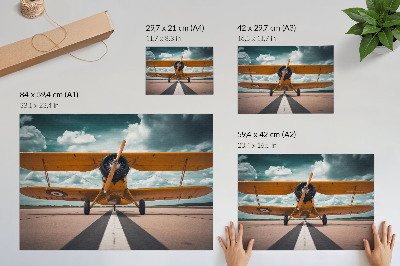 Plakat dekoracyjny przedstawiający startujący samolot