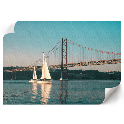 Plakat z motywem mostu i żaglówek
