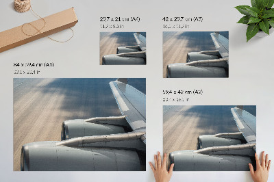 Plakat ścienny przedstawiający samolot z detalicznym ujęciem