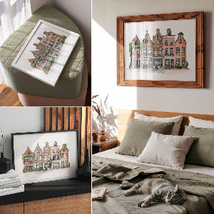 Plakat ścienny Kamienice ilustracyjne