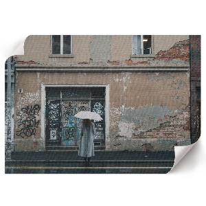 Plakat dekoracyjny przedstawiający uliczną scenę