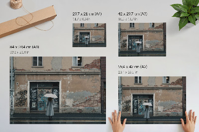 Plakat dekoracyjny przedstawiający uliczną scenę