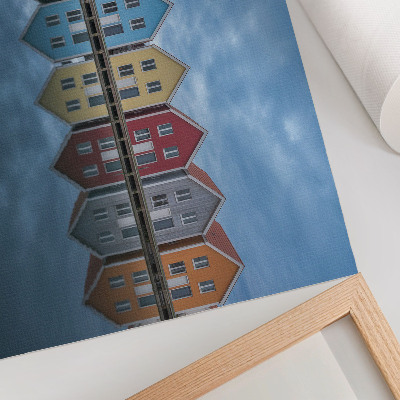 Plakat na ścianę z motywem kolorowych domków