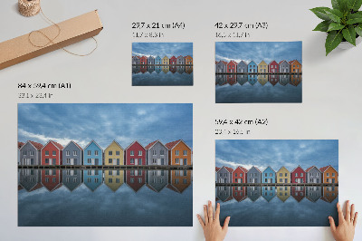 Plakat na ścianę z motywem kolorowych domków