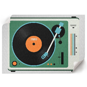 Plakat dekoracyjny przedstawiający gramofon w stylu retro