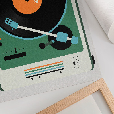 Plakat dekoracyjny przedstawiający gramofon w stylu retro