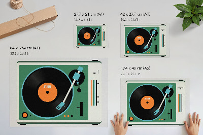 Plakat dekoracyjny przedstawiający gramofon w stylu retro