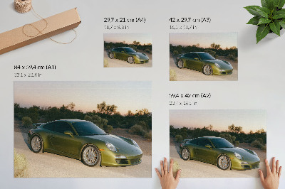 Plakat dekoracyjny z motywem zielonego pojazdu