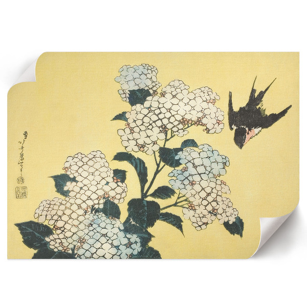 Plakat na ścianę Hortensja i jaskółka