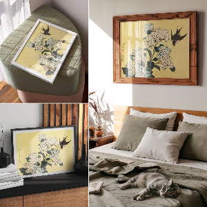 Plakat na ścianę Hortensja i jaskółka