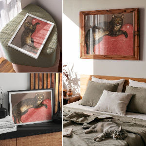 Plakat na płótnie Kot na poduszce