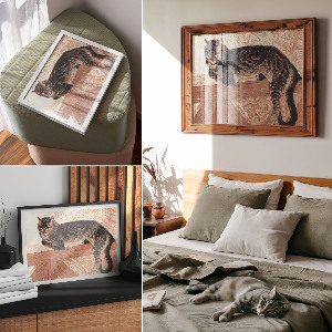 Plakat ścienny Kotka na balustradzie