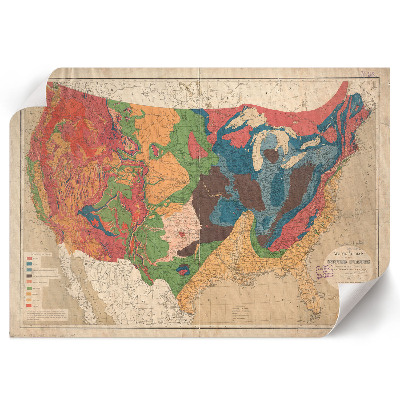 Plakat z mapą geologiczną USA
