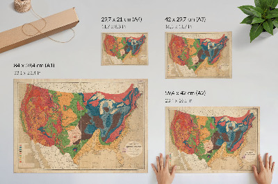 Plakat z mapą geologiczną USA
