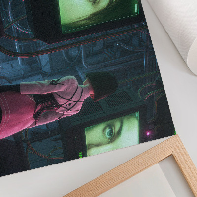 Plakat ścienny przedstawiający futurystyczną technologię