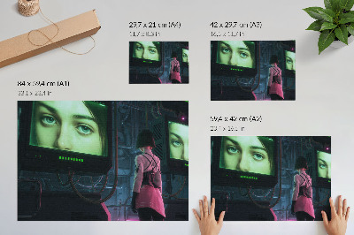 Plakat ścienny przedstawiający futurystyczną technologię